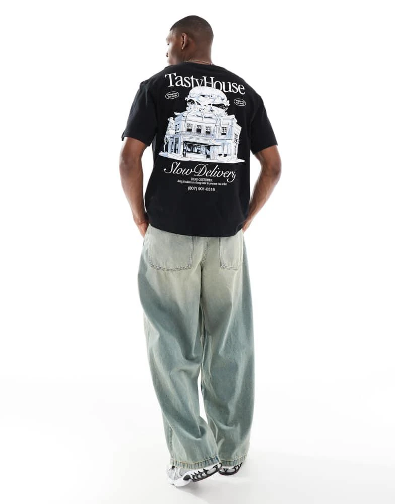Bershka Bershka tasty house back printed t-shirt in black 1
