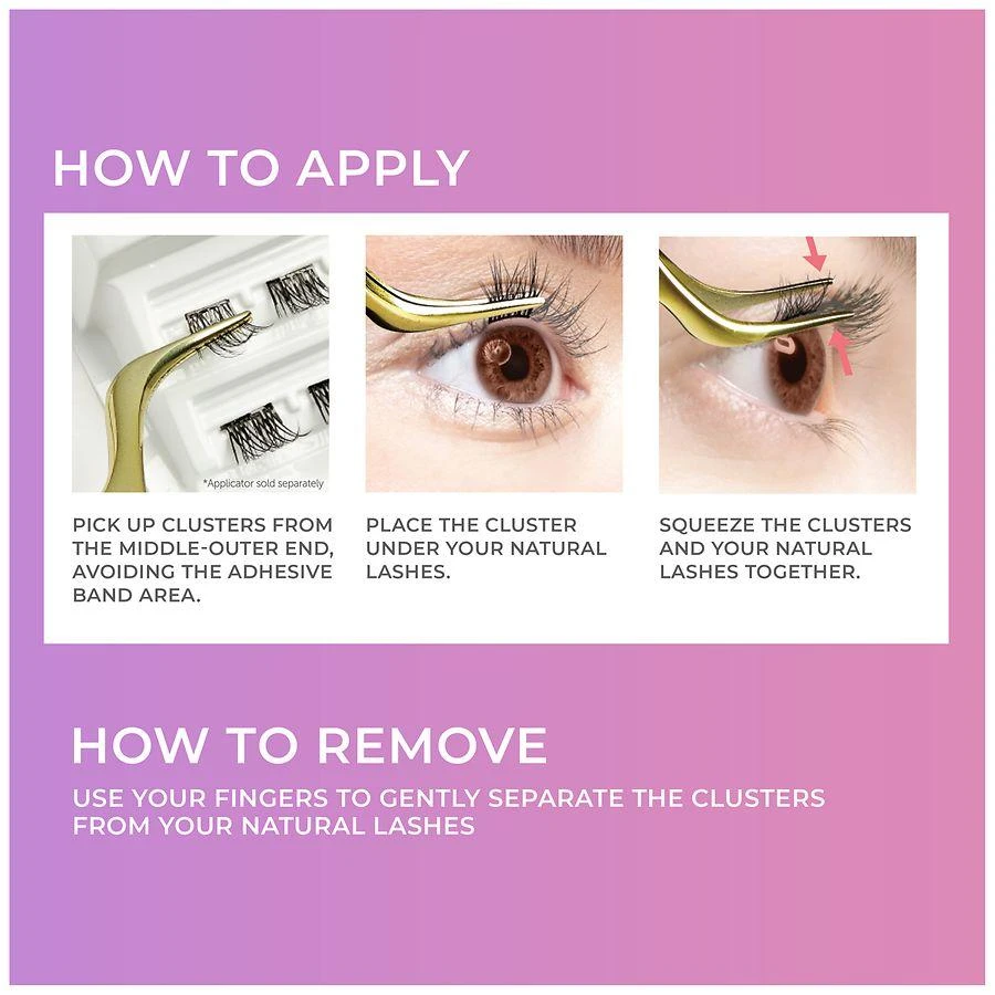 Kiss Falsies Self Adhesive Eyelashes Minipack, Natural, Classy, Lash Clusters 6