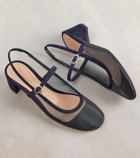 Gianvito Rossi Francoise 45 suede-trimmed slingback pumps 5