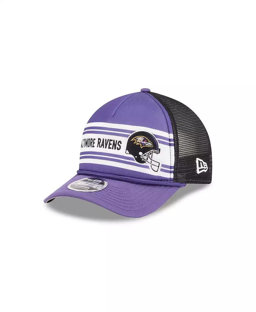 New Era Men's Purple Baltimore Ravens Linear A-Frame 9FORTY Adjustable Hat