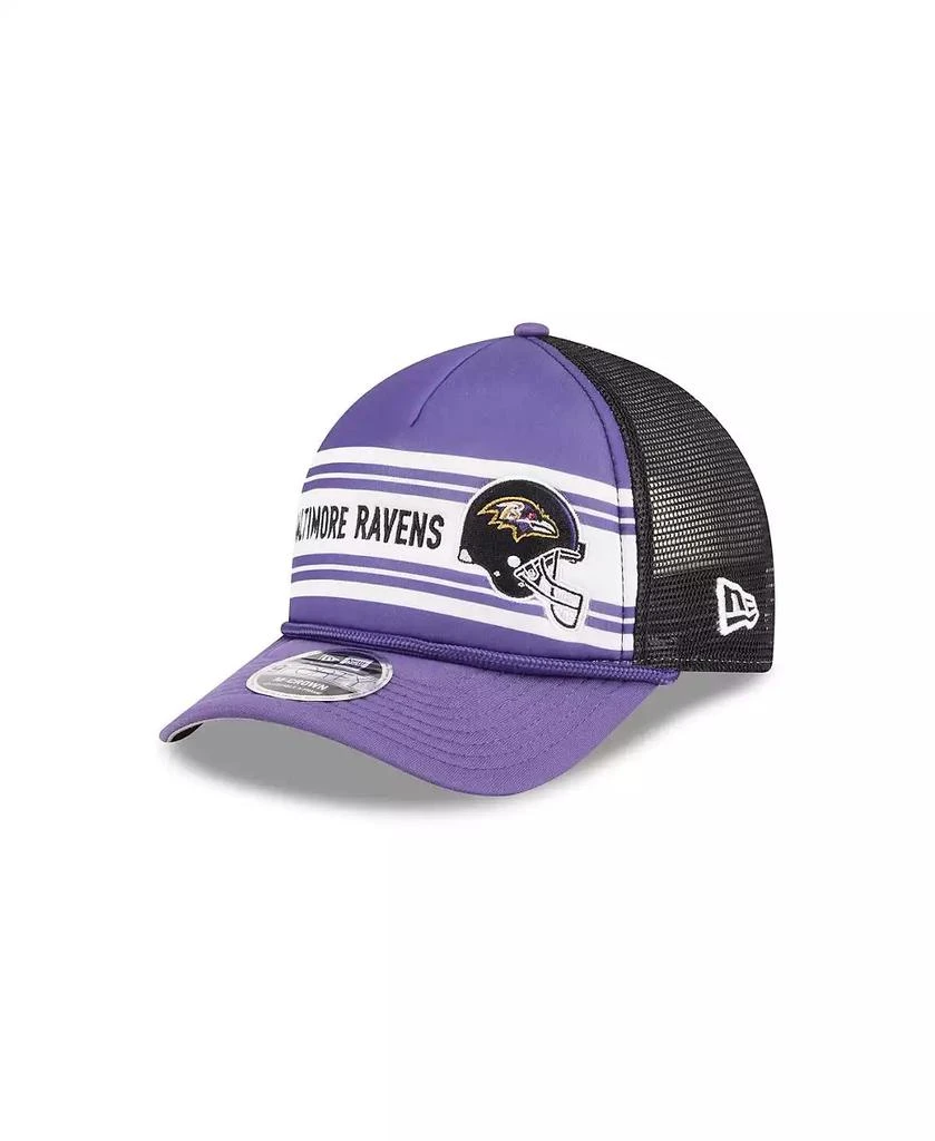 New Era Men's Purple Baltimore Ravens Linear A-Frame 9FORTY Adjustable Hat 1