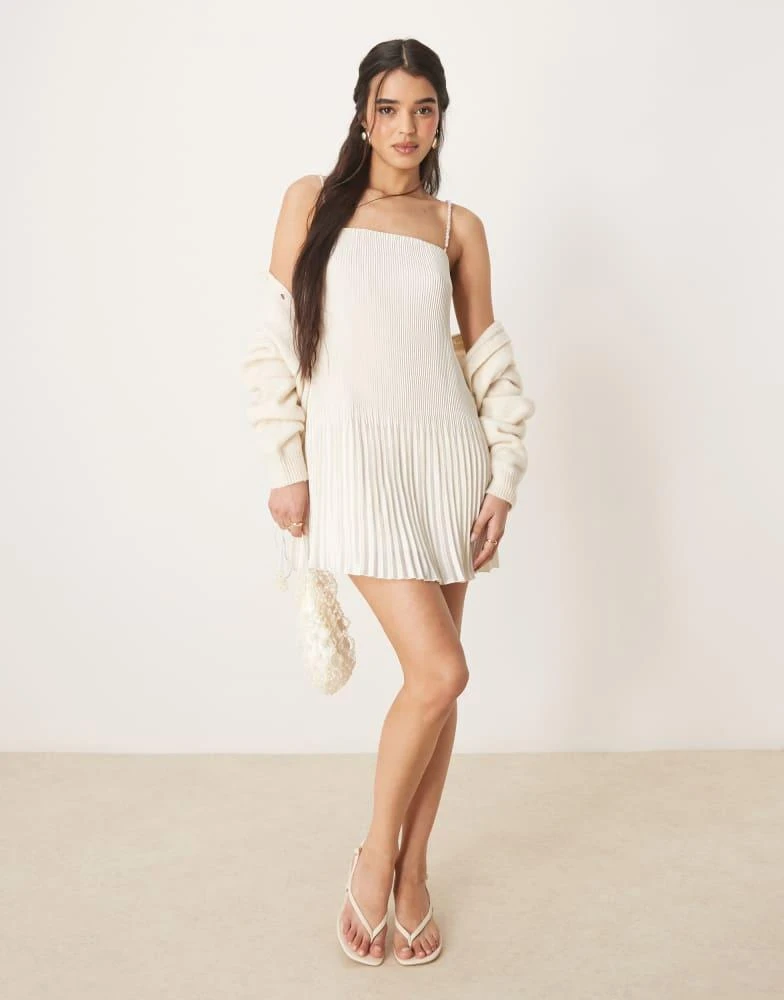 Abercrombie & Fitch Abercrombie & Fitch square neck structured mini dress in white 3