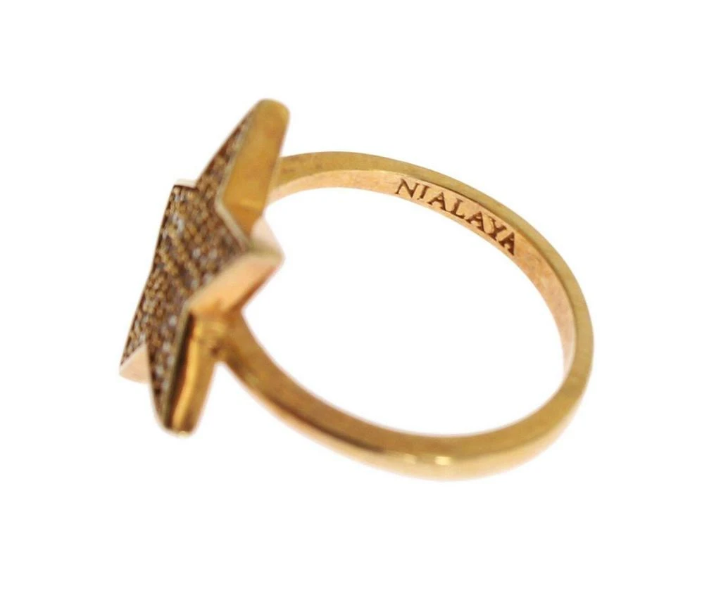 Nialaya Nialaya Star Gold 925 Silver Womens Clear Ring 5
