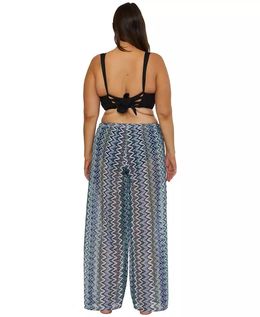 Becca Plus Size Sundown Stripe Crochet Split-Leg Pants Swim Cover-Up 5