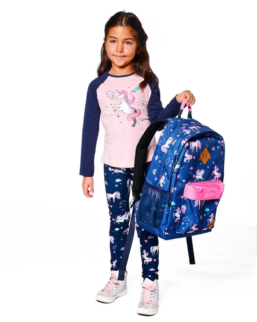 Deux par Deux Kids Backpack Navy Unicorn Print 2
