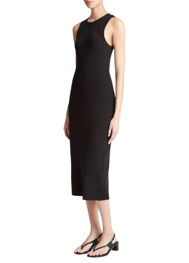 Vince Ribbed High Neck Tank Dress In Black 2