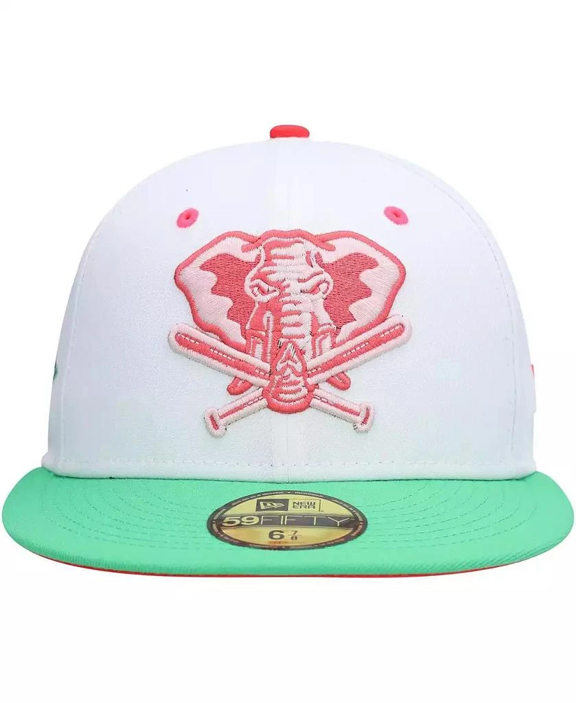 New Era Men's White, Green Oakland Athletics Alternate Logo Watermelon Lolli 59Fifty Fitted Hat 2