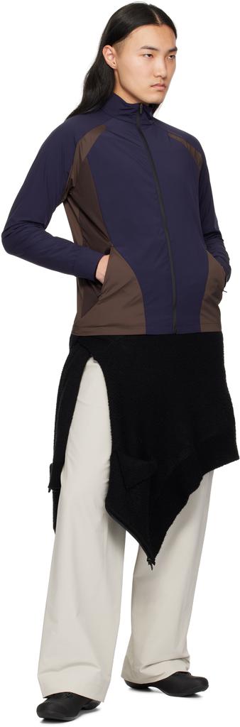 Hyein Seo Navy & Brown Zip-Up Track Jacket - Jackets