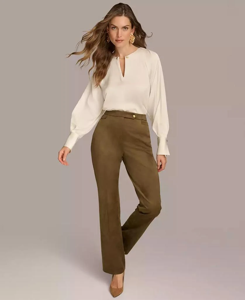 Donna Karan Women's Straight-Leg Faux-Suede Pants 5