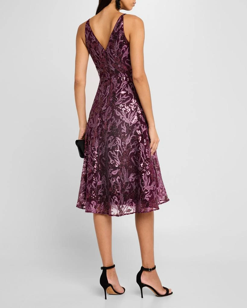 Dress the Population Black Label Elisa Sequin Floral Applique Midi Dress 3