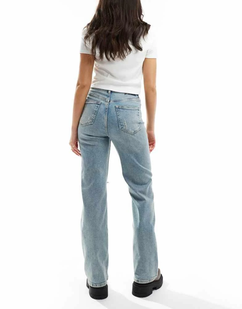 ONLY ONLY Camille high waist ripped wide leg jeans in light medium blue  3