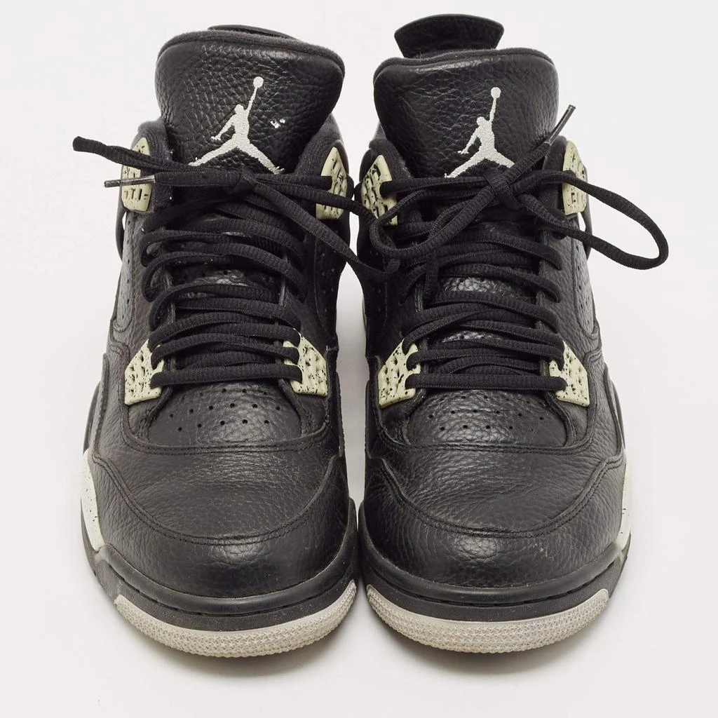 Jordan Air Jordans Black/Grey Leather Jordan 4 Lace Up Sneakers Size 44.5 3