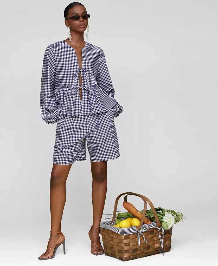 Avec Les Filles Women's Linen-Blend Tie-Front Blouse 7