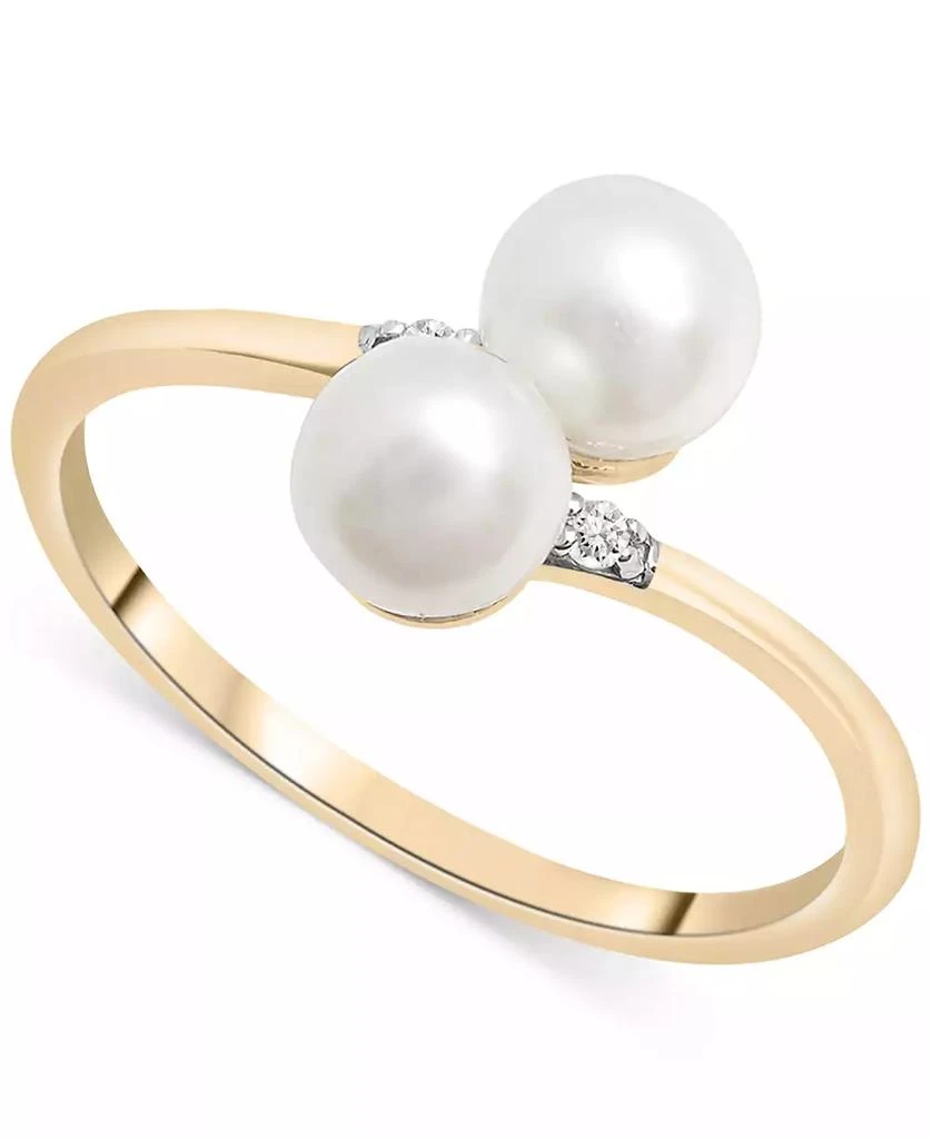 Macy's Cultured Freshwater Pearl (5mm) & Diamond Accent Bypass Ring in 10k Gold 1