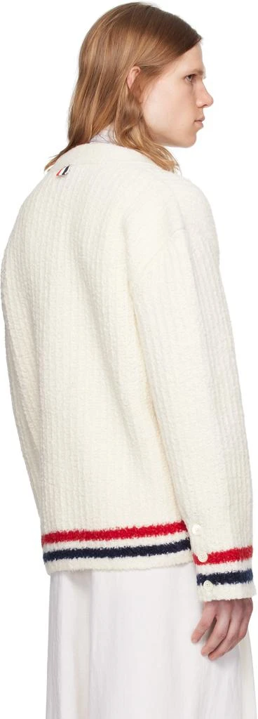 Thom Browne White Chunky Rib Stitch V Neck Cardigan 3