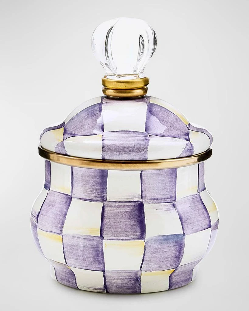 MacKenzie-Childs Violet Check Lidded Sugar Bowl