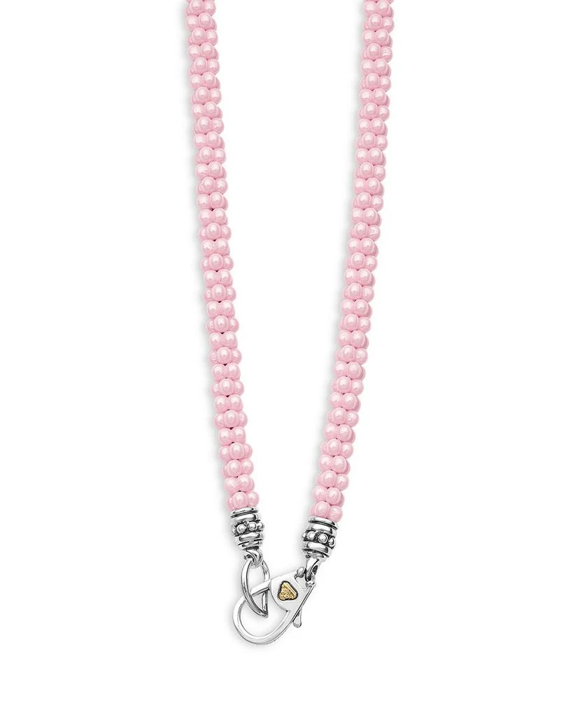 LAGOS Sterling Silver Pink Caviar Ceramic Rope Necklace, 18" 5