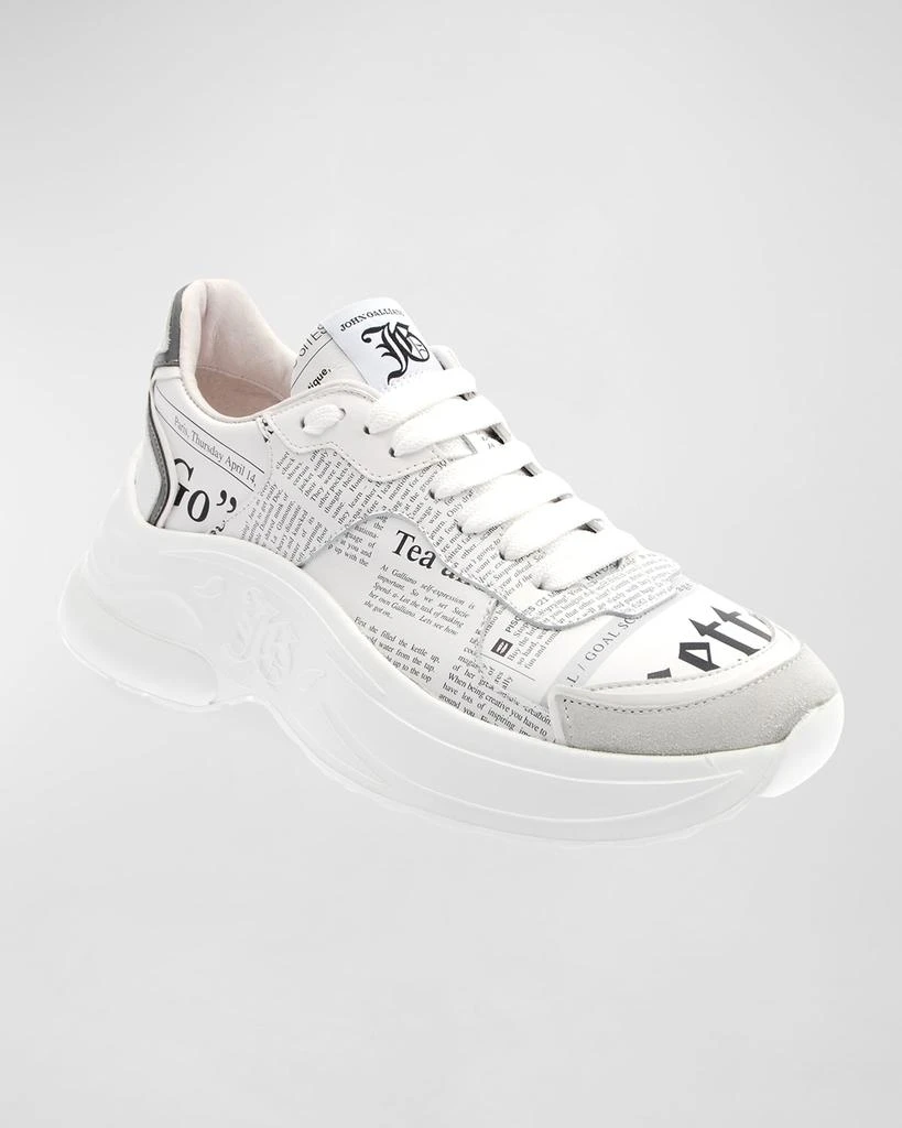 John Galliano Paris Men's Gazette Newspaper-Graphic Chunky Sneakers 3