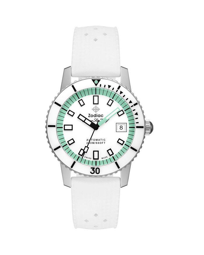 ZODIAC Compression Diver Automatic White Rubber Watch, 40mm