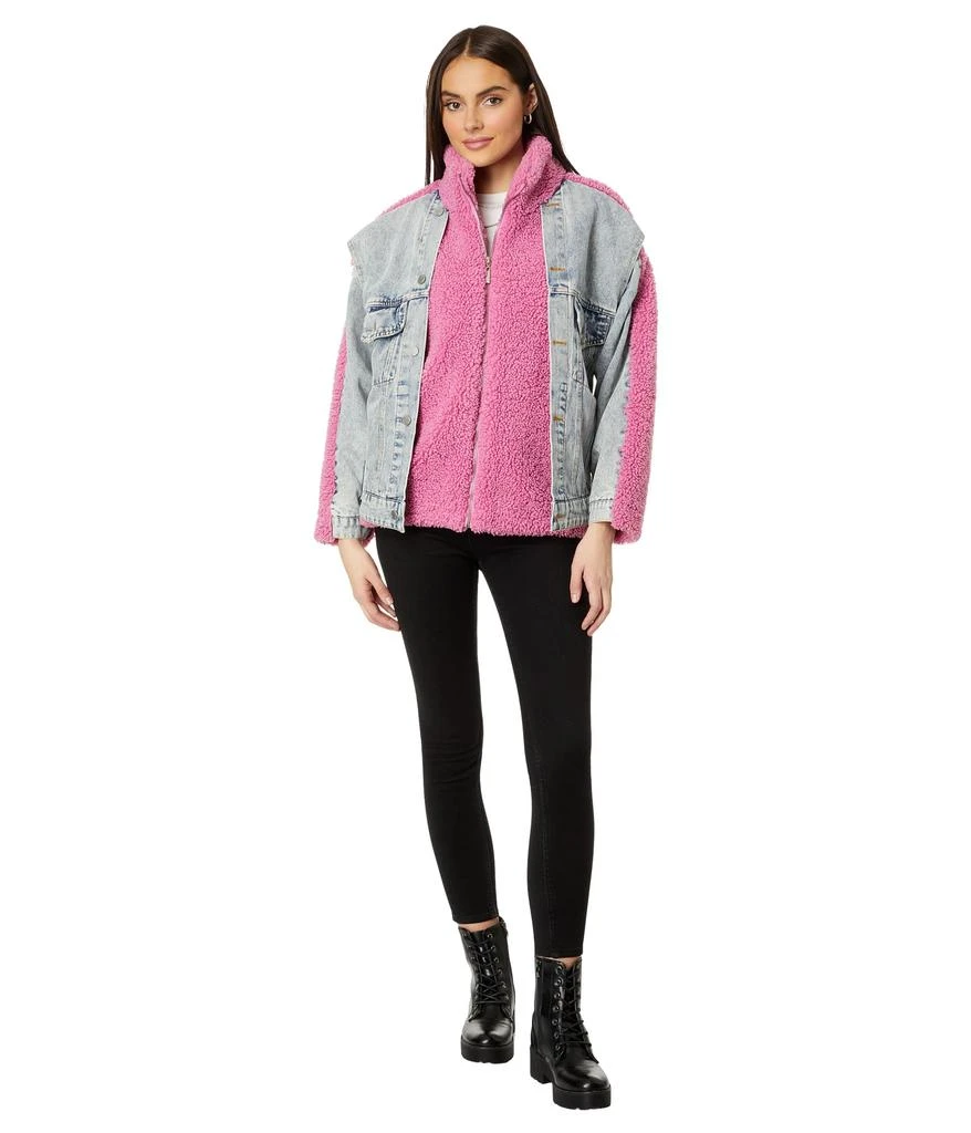 Blank NYC Pink Sherpa and Denim Trucker Jacket in Candy Land 4