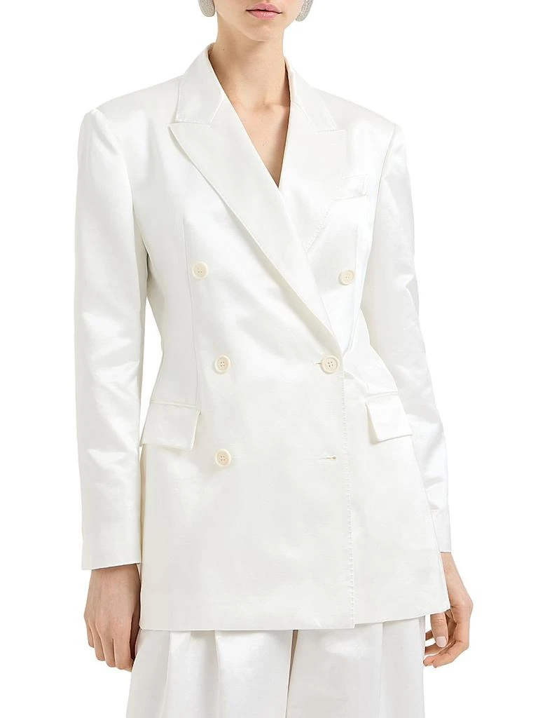Brunello Cucinelli Cotton and Silk Satin Blazer with Monili 2