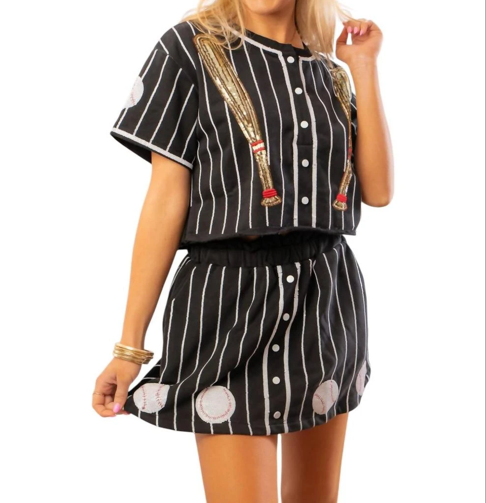 Queen Of Sparkles Queen Of Sparkles - Baseball Pinstripe Button Up Top 4