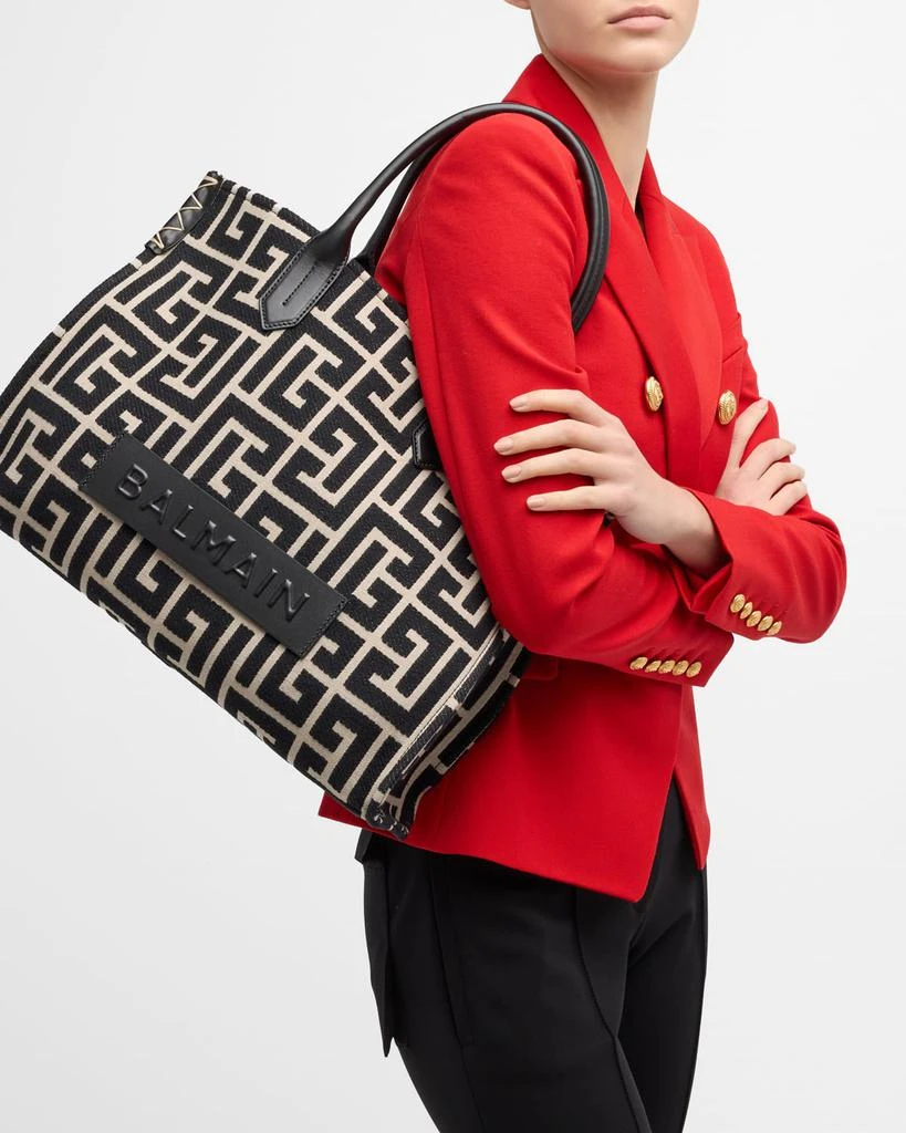 Balmain B Army Medium Shopper Tote Bag in Monogram Jacquard 3