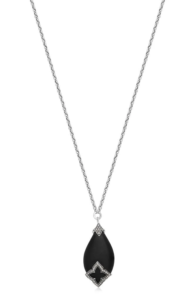 Lois Hill Sterling Silver Black Onyx 
Brown Diamond Teardrop Pendant Necklace - 0.25ct.