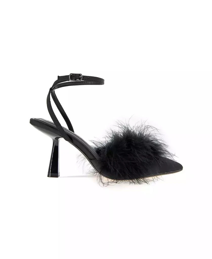 BCBG Women's Iliana Ankle Strap Feather Detail Pumps 2
