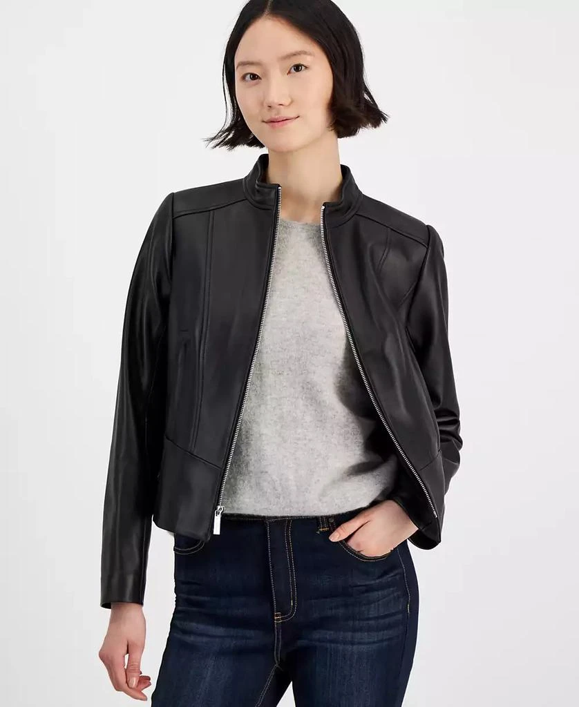 Michael Kors Women's Zip-Front Leather Jacket 1