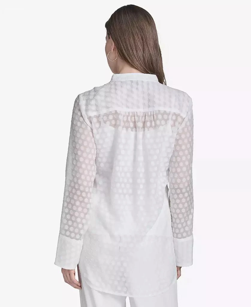 HALSTON Women's Dot Texture Long-Sleeve Blouse 2