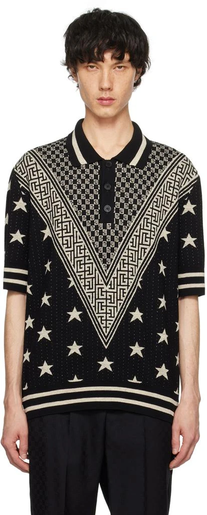 Balmain Black Monogram Stars Polo 1
