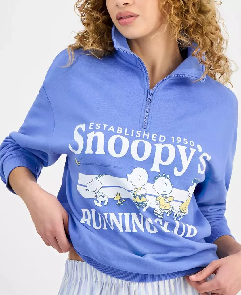 Love Tribe Juniors' Snoopy Quarter-Zip Graphic Sweatshirt 3