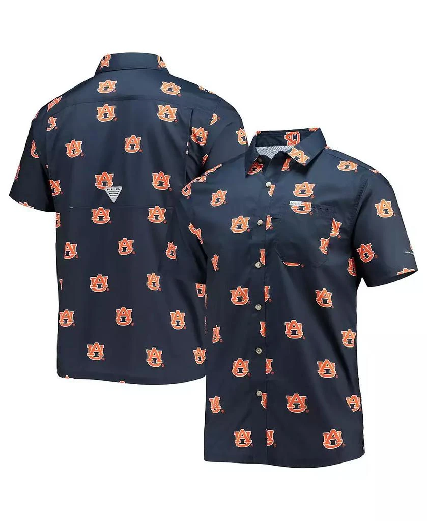 Columbia Men's Navy Auburn Tigers Super Slack Tide Omni-Shade Button-Up Shirt 1