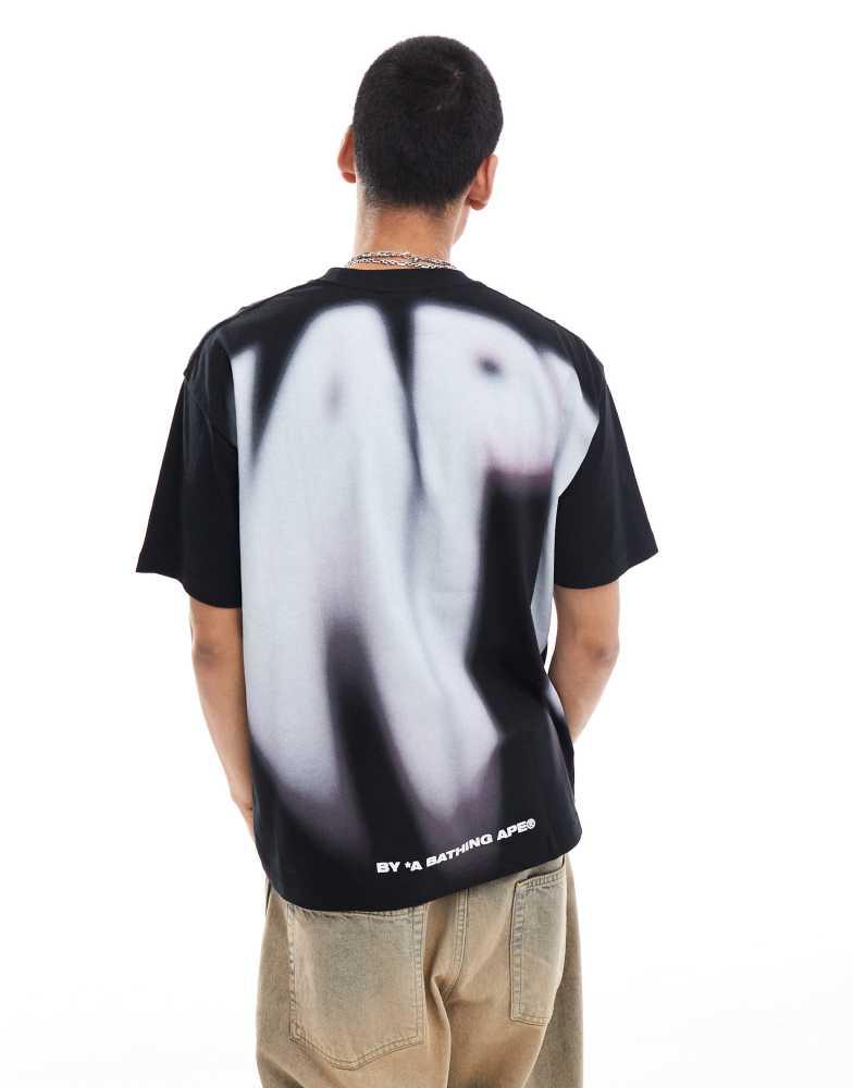 AAPE Aape By A Bathing Ape faded backprint t-shirt logo in black