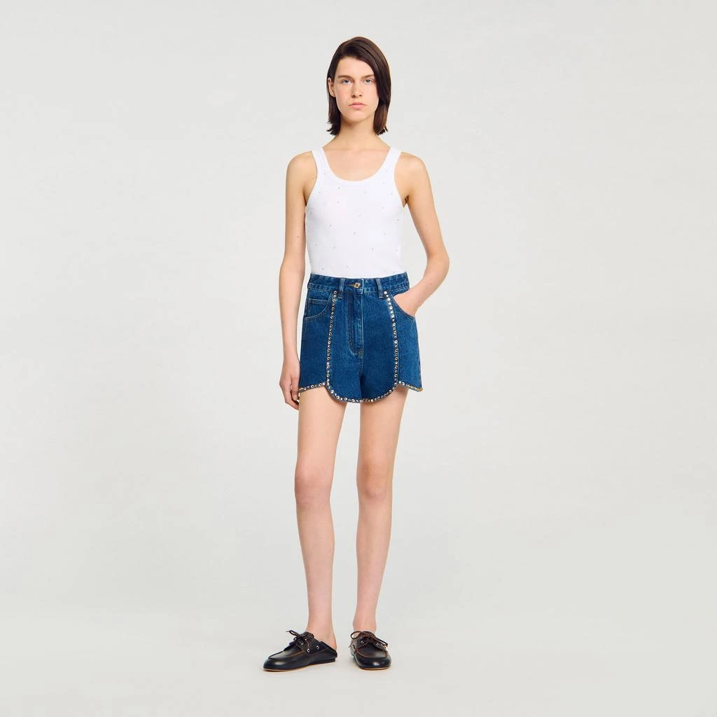 Sandro Rhinestone denim shorts 1