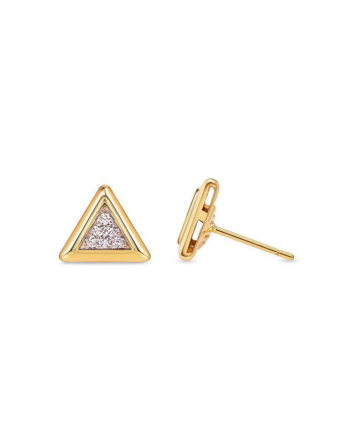 MARINA 18K Yellow Gold Triangolini Diamond Pavé Triangle Stud Earrings