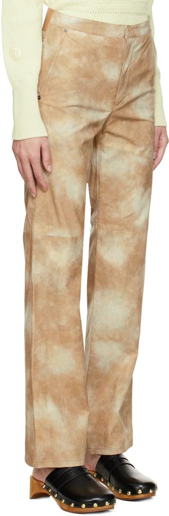 TheOpen Product Beige Tie-Dye Faux-Leather Trousers