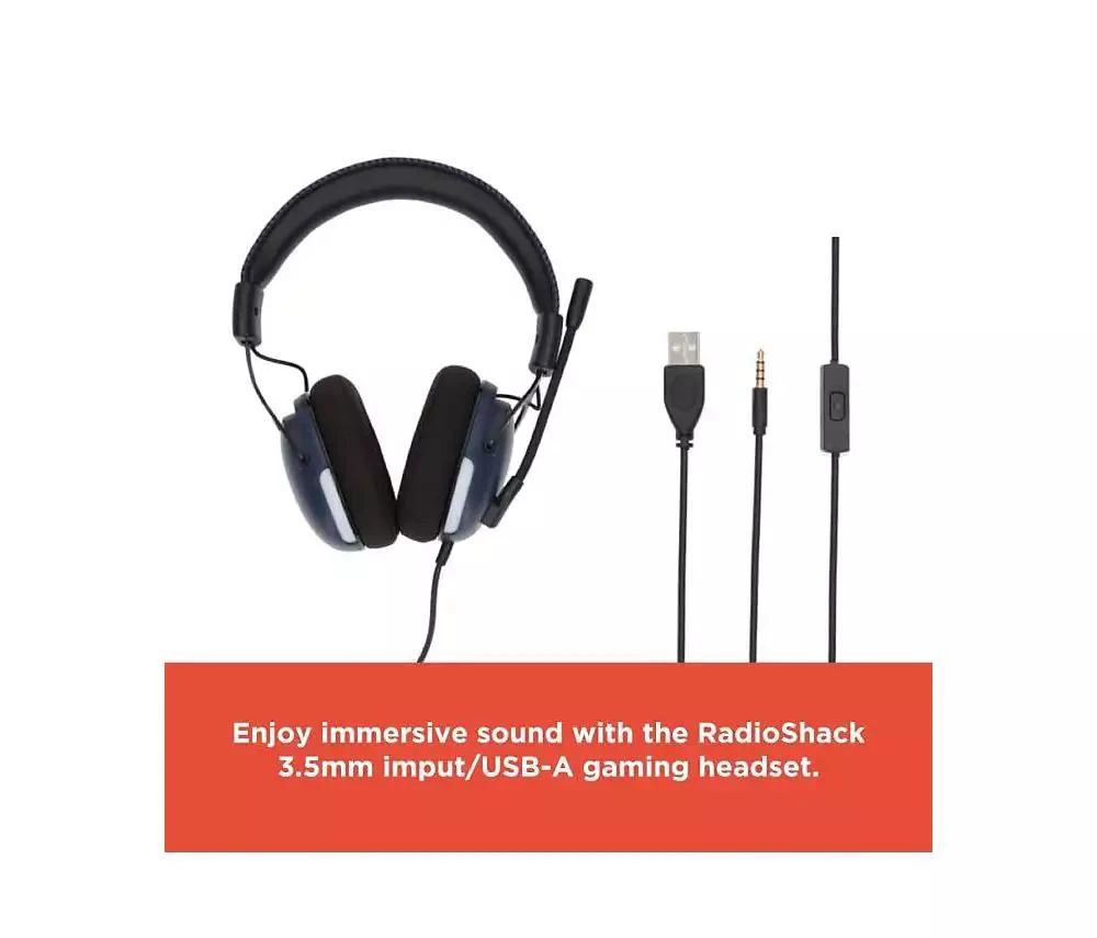 RadioShack Gaming Headset with Microphone, 40mm Drivers, Wired (3.5 mm/USB-A), Loud 100 dB Sound, Plug 
Play, Comfort Design 3304407 6