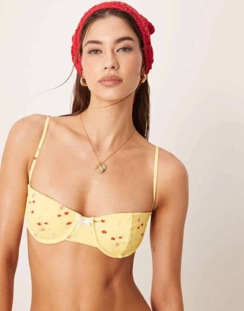 Dippin
 Daisy
s Dippin Daisys Exclusive mix and match rosewater floral print underwire bikini top in yellow 2