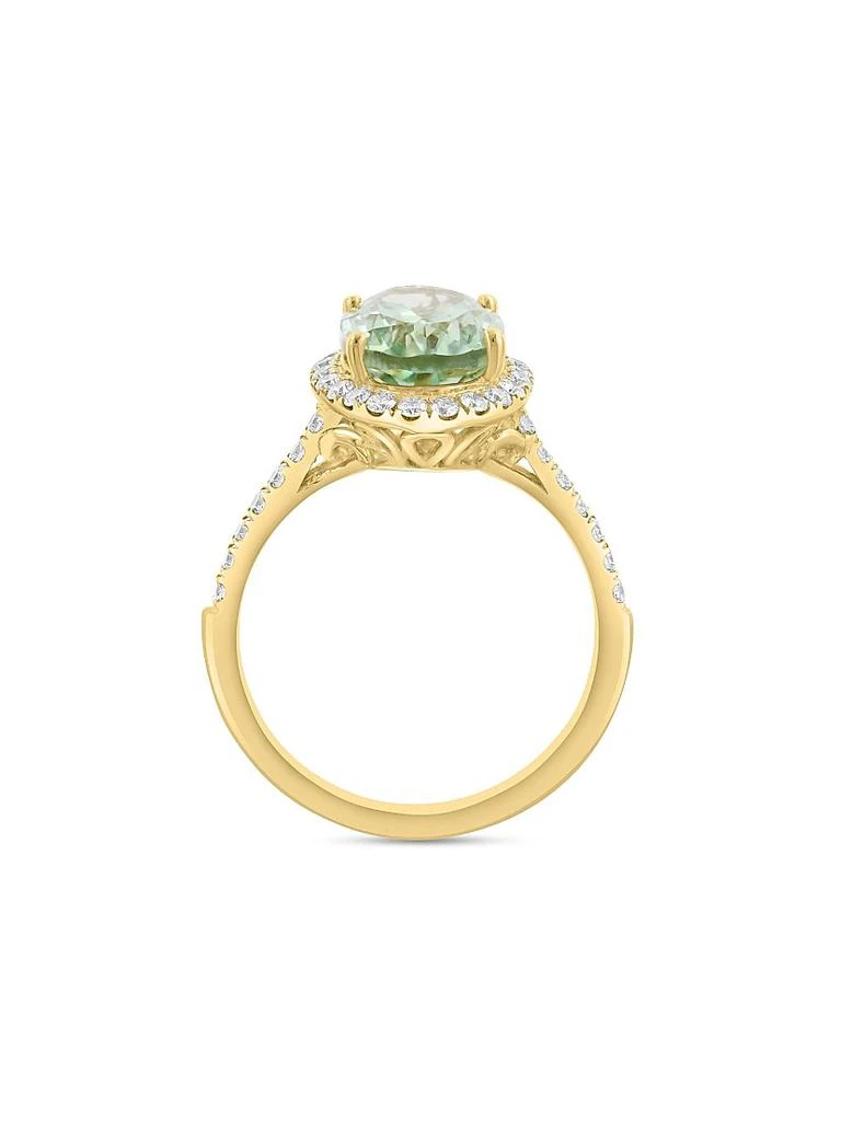 Saks Fifth Avenue Collection 14K Yellow Gold, Green Amethyst 
0.45 TCW Diamond Halo Ring 4