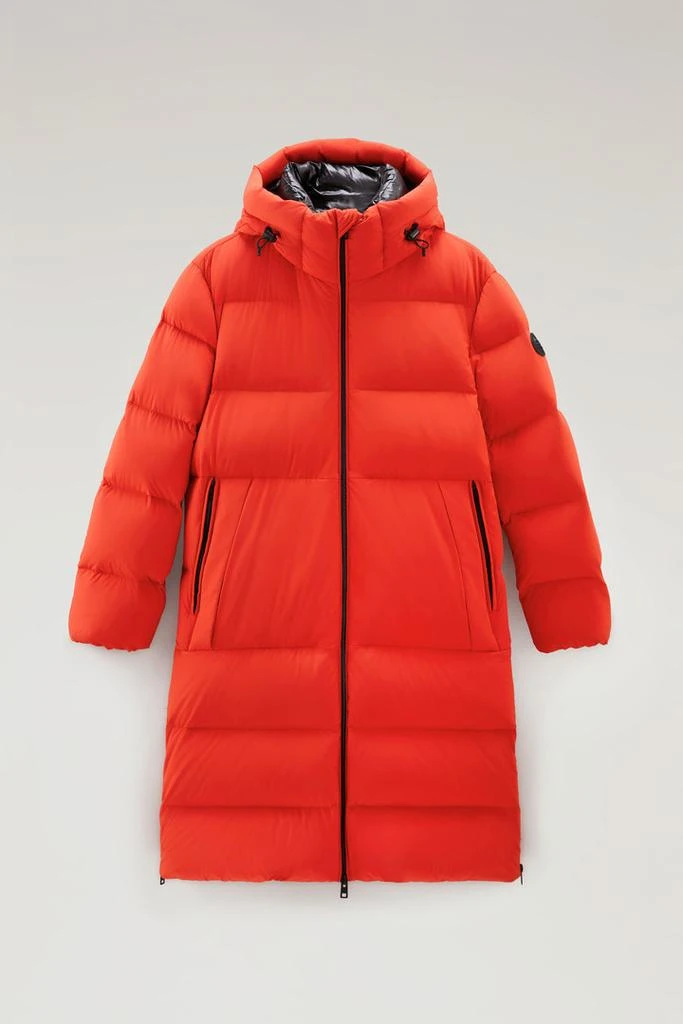 Woolrich Sierra Supreme Long Parka in Stretch Nylon - Men - Orange 1
