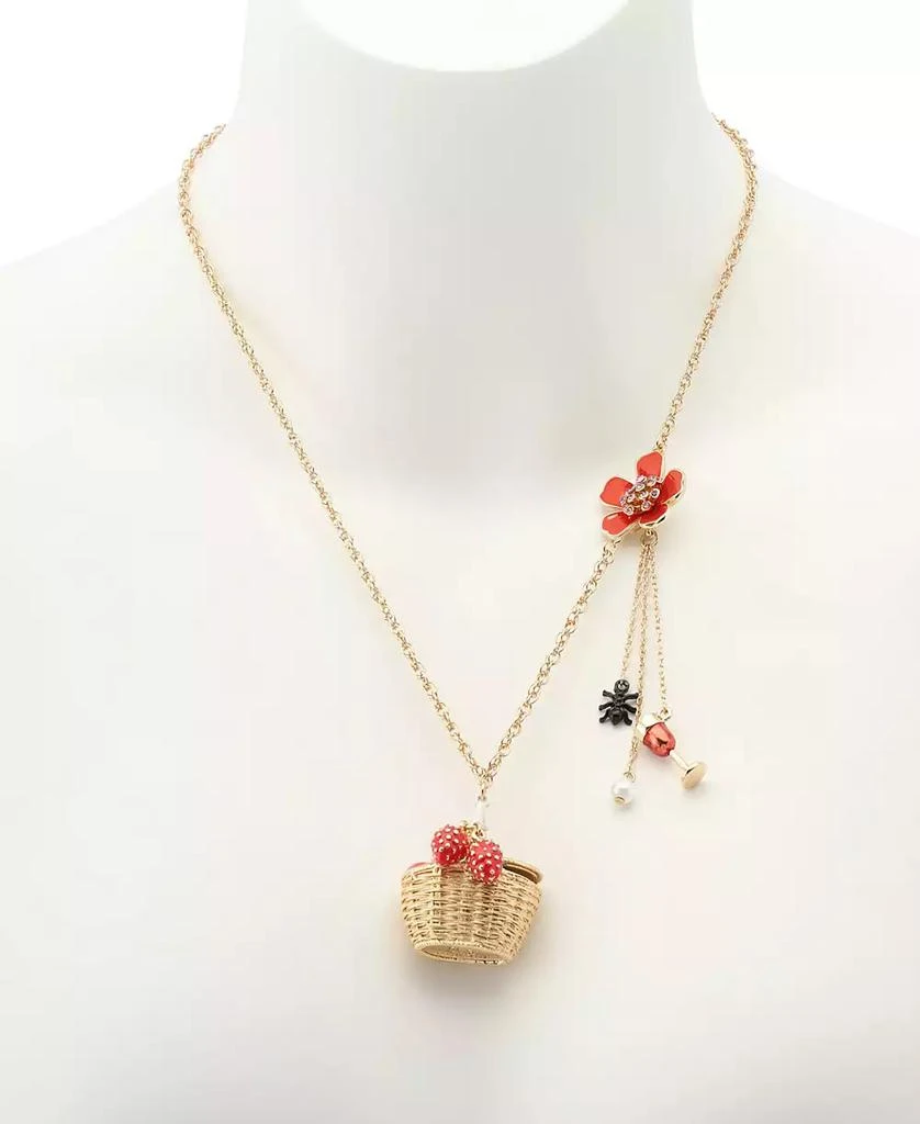 Betsey Johnson Faux Stone Backyard Picnic Basket Pendant Necklace 4