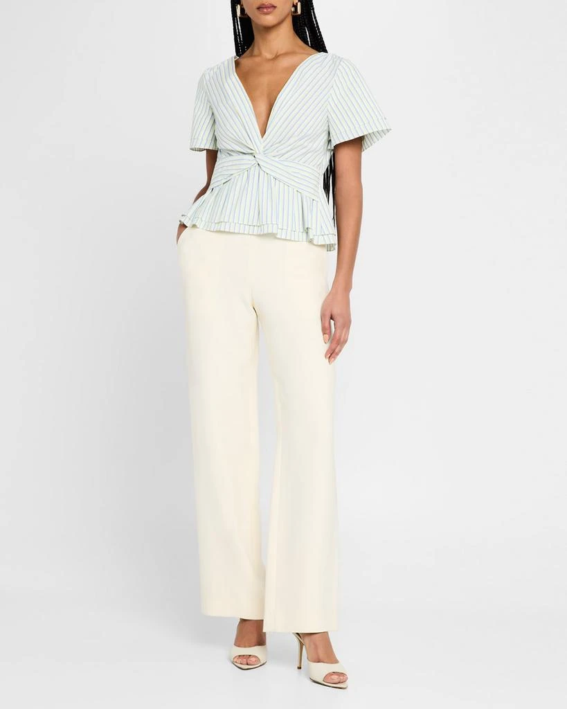 Derek Lam Caspien Striped Twist-Front Peplum Blouse 2