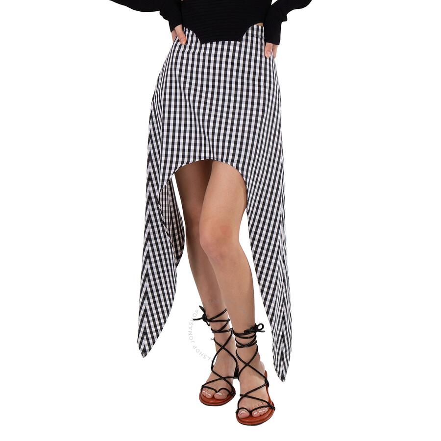 Burberry Ladies Black Gingham Scarf-tie Mini Skirt