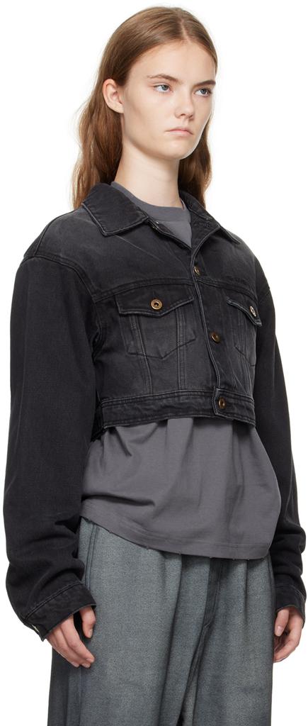 We11done Black Cropped Denim Jacket