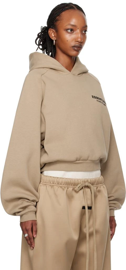 Essentials Beige Fleece Cropped Hoodie 2