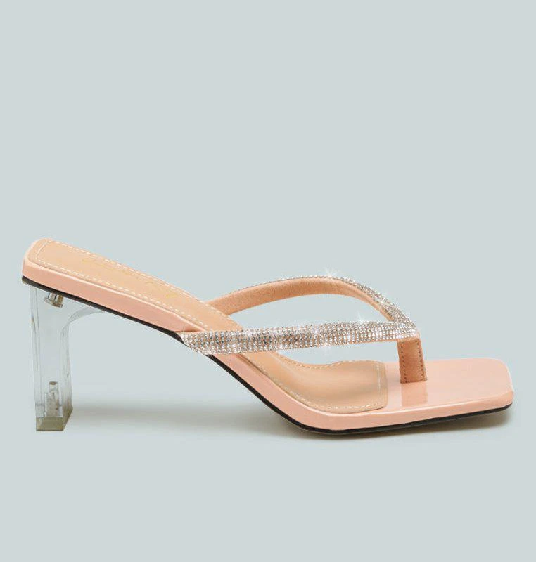 London Rag Litchi Rhinestone Embellished Strap Sandals 1