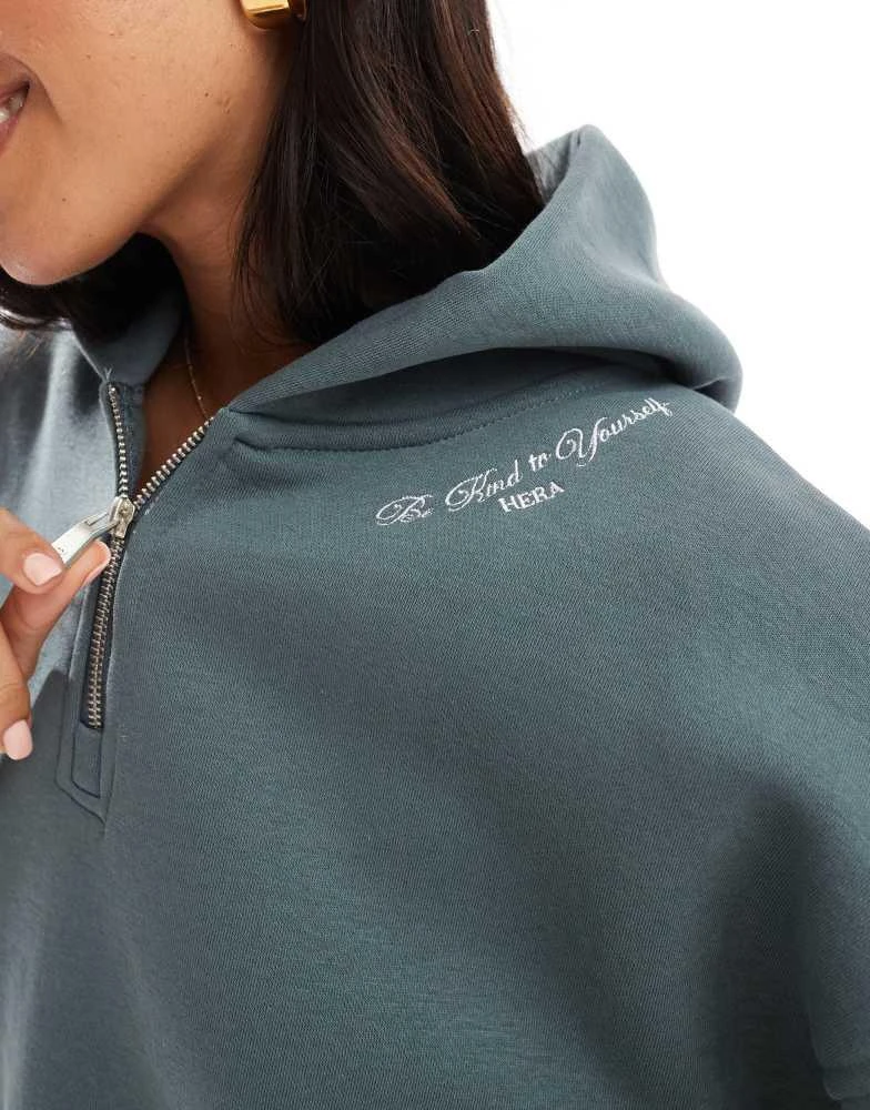 HERA Hera Womens kindness club hoodie in washed sage 4