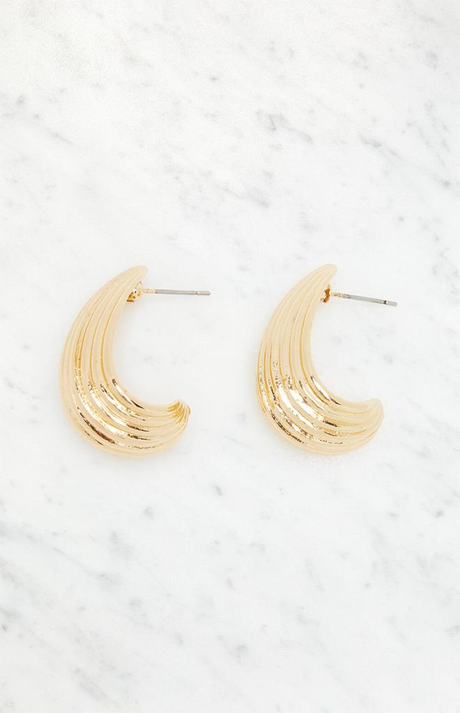 LA Hearts Ribbed Teardrop Hoop Earring